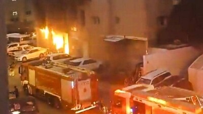 Kuwait authorities have reported that the fire emerged from a seven-story building in Mangaf in the Ahmadi Governorate (PTI) Kuwait authorities have reported that the fire emerged from a seven-story building in Mangaf in the Ahmadi Governorate (PTI)