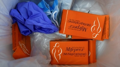 Used Mifepristone packages, the first pill in a medical abortion, lie in the trash at Alamo Women's Clinic in Carbondale, Illinois, U.S., April 9, 2024. REUTERS/Evelyn Hockstein/File Photo (REUTERS)