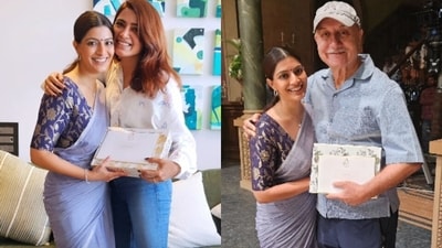 Varalaxmi Sarathkumar has been giving out invites to her wedding. Varalaxmi Sarathkumar has been giving out invites to her wedding.