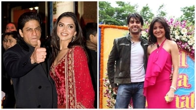 Shah Rukh Khan and Deepika Padukone during Om Shanti Om premiere; Ranveer Singh and Anushka Sharma at Band Baaja Baraat event. Shah Rukh Khan and Deepika Padukone during Om Shanti Om premiere; Ranveer Singh and Anushka Sharma at Band Baaja Baraat event.