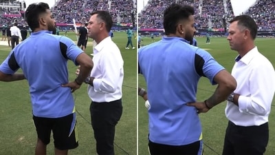 Hardik Pandya (L) and Ricky Ponting had a brief catch up recently. (Screengrab-ICC)
