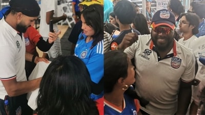 USA cricketers were mobbed by fans. USA cricketers were mobbed by fans.