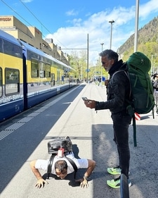 Milind Soman gets a fan to do push-ups in Switzerland in exchange for a selfie (Instagram)
