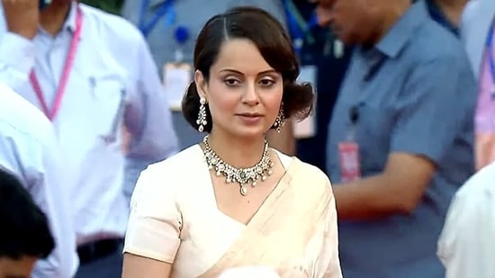 Kangana Ranaut at the oath-taking ceremony at Rashtrapati Bhavan in New Delhi. (ANI)