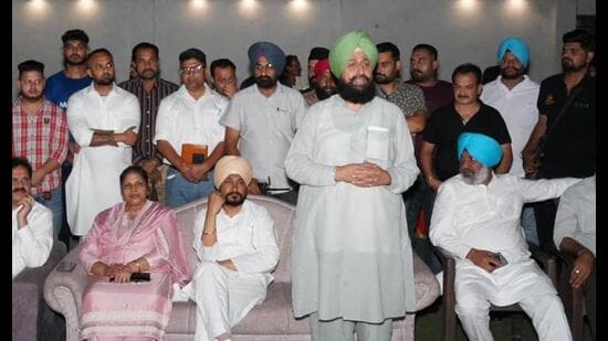 Leader of opposition Partap Singh Bajwa along with Jalandhar MP Charanjit Singh Channi during a Congress party meet in Jalandhar.