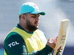 Pakistan's Azam Khan during a practice session. Pakistan's Azam Khan during a practice session.