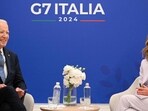 US President Joe Biden and Italy�s Prime Minister Giorgia Meloni take part in a bilateral meeting on the sidelines of the G7 Summit at the Borgo Egnazia resort in Savelletri, Italy on June 14, 2024. (Photo by Mandel NGAN / AFP)