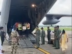 A special IAF aircraft, C-130J, carrying mortal remains of 45 Indian victims in the fire incident in Kuwait's Mangaf, at Cochin International Airport on Friday. A special IAF aircraft, C-130J, carrying mortal remains of 45 Indian victims in the fire incident in Kuwait's Mangaf, at Cochin International Airport on Friday.