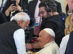 Prime Minister Narendra Modi meets Pope Francis on the sidelines of G7 summit in Italy.