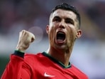 Portugal's Cristiano Ronaldo celebrates scoring their third goal