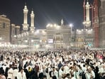 Pilgrims leave after offering prayers outside at the Grand Mosque during the annual Hajj pilgrimage in Mecca. (AP)