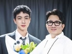 HYBE's Chairman Bang Sik Hyuk with BTS JIN HYBE's Chairman Bang Sik Hyuk with BTS JIN