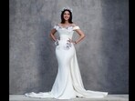 Radhika Merchant poses for a photograph in the white-coloured gown. Radhika Merchant poses for a photograph in the white-coloured gown.