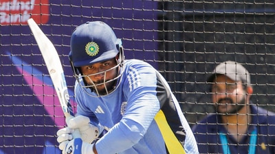 Sanju Samson plays a shot during a practice session (Surjeet Yadav) Sanju Samson plays a shot during a practice session (Surjeet Yadav)