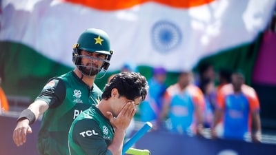 Pakistan's Naseem Shah gets emotional after defeat against India in their Group A match of the ICC T20 World Cup 2024 (Surjeet Yadav) Pakistan's Naseem Shah gets emotional after defeat against India in their Group A match of the ICC T20 World Cup 2024 (Surjeet Yadav)