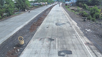 Mumbai, India. June 11, 2024:The Mumbai-Goa Highway, known as MH66, is in poor condition. Potholes on newly (RCC) construction and old road 84 Km stretch between Panvel to Indapur. (Photo by Raju Shinde/HT Photo) Mumbai, India. June 11, 2024:The Mumbai-Goa Highway, known as MH66, is in poor condition. Potholes on newly (RCC) construction and old road 84 Km stretch between Panvel to Indapur. (Photo by Raju Shinde/HT Photo)