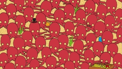 Brain Teaser: Spot a fish among octopuses in ten seconds. (Facebook/@thedudolf) Brain Teaser: Spot a fish among octopuses in ten seconds. (Facebook/@thedudolf)