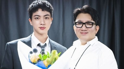 HYBE's Chairman Bang Sik Hyuk with BTS JIN (Pic- Bang Si Hyuk's Instagram) HYBE's Chairman Bang Sik Hyuk with BTS JIN (Pic- Bang Si Hyuk's Instagram)