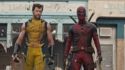 Hugh Jackman and Ryan Reynolds in a still from the Deadpool & Wolverine trailer, Hugh Jackman and Ryan Reynolds in a still from the Deadpool & Wolverine trailer,