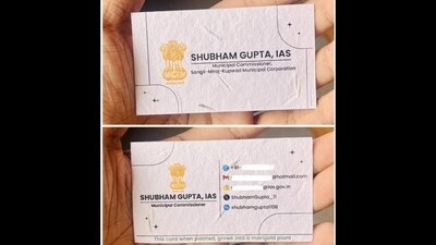 IAS officer's eco-friendly visiting card. (X/@ShubhamGupta_11) IAS officer's eco-friendly visiting card. (X/@ShubhamGupta_11)