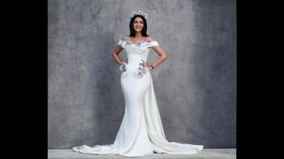 Radhika Merchant poses for a photograph in the white-coloured gown. (Instagram/@rheakapoor) Radhika Merchant poses for a photograph in the white-coloured gown. (Instagram/@rheakapoor)