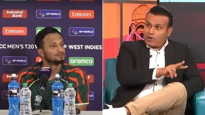 Shakib Al Hasan's viral reaction to Virender Sehwag's criticism Shakib Al Hasan's viral reaction to Virender Sehwag's criticism