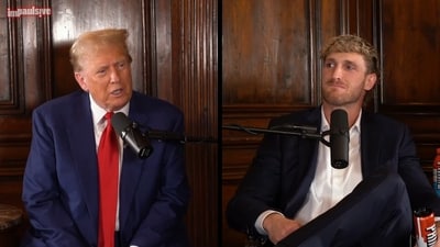 Social media celebrity and professional wrestler Logan Paul recommends former president Donald Trump make a Joe Biden diss track. ("Impaulsive" podcast) Social media celebrity and professional wrestler Logan Paul recommends former president Donald Trump make a Joe Biden diss track. ("Impaulsive" podcast)