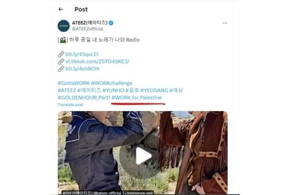 In picture: Social media screenshot capturing the original hashtag directly mentioning Palestine. In picture: Social media screenshot capturing the original hashtag directly mentioning Palestine.