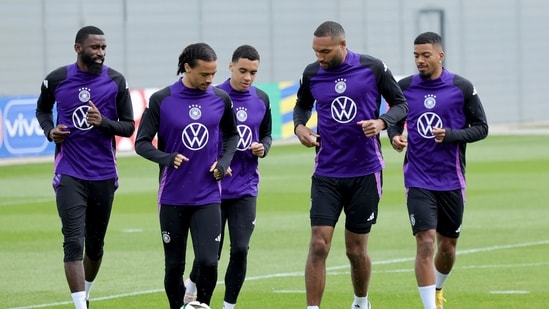 Germany players attend a training session in Freudenstadt. (AP)