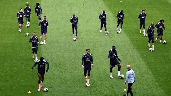France's players attend a training session. (AFP)