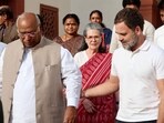 Mallikarjun Kharge with Sonia Gandhi and Rahul Gandhi. Mallikarjun Kharge with Sonia Gandhi and Rahul Gandhi.