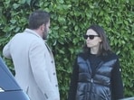 Ben Affleck and Jennifer Garner's awkward Halloween encounter at children's school. Ben Affleck and Jennifer Garner's awkward Halloween encounter at children's school.