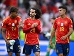 Euro 2024 - Group B - Spain v Croatia - Spain's Lamine Yamal, Marc Cucurella and Mart