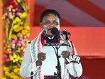 Odisha Chief Minister-designate Mohan Charan Majhi takes oath during the swearing-in ceremony of the new Odisha government, in Bhubaneswar, Wednesday, June 12, 2024.