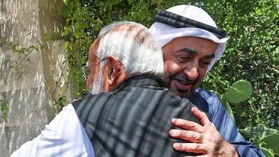 Prime Minister Narendra Modi and UAE President His Highness Sheikh Mohamed bin Zayed Al Nahyan. (ANI ) Prime Minister Narendra Modi and UAE President His Highness Sheikh Mohamed bin Zayed Al Nahyan. (ANI )