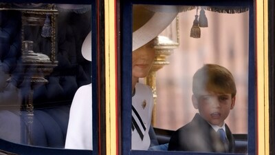 Britain's Catherine, Princess of Wales, and Prince Louis attend the Trooping the Colour parade to honour Britain's King Charles on his official birthday in London, Britain, June 15, 2024.&nbsp; (REUTERS)