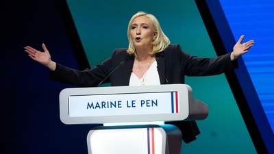 French far-right leader Marine Le Pen delivers a speech during a campaign rally, (AP Photo/Michel Euler, File) (AP) French far-right leader Marine Le Pen delivers a speech during a campaign rally, (AP Photo/Michel Euler, File) (AP)