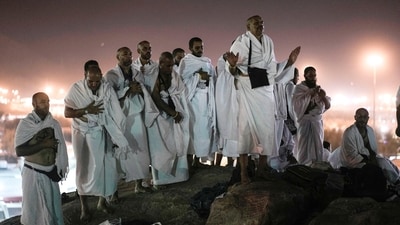 Muslim pilgrims pray on the rocky hill known as the Mountain of Mercy, on the Plain of Arafat, during the annual Hajj pilgrimage, near the holy city of Mecca, Saudi Arabia. A spiritual highlight of Hajj for many is the standing on the plain of Arafat, where pilgrims praise God, plead for his forgiveness and make supplications. (AP Photo/Amr Nabil, File) Muslim pilgrims pray on the rocky hill known as the Mountain of Mercy, on the Plain of Arafat, during the annual Hajj pilgrimage, near the holy city of Mecca, Saudi Arabia. A spiritual highlight of Hajj for many is the standing on the plain of Arafat, where pilgrims praise God, plead for his forgiveness and make supplications. (AP Photo/Amr Nabil, File)