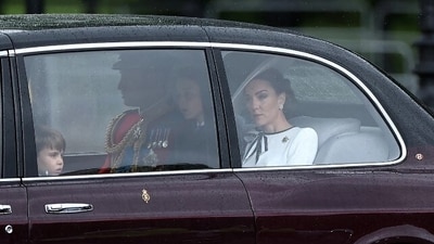 During the King's Birthday Parade, Kate will ride in a carriage with her kids, Prince George, Princess Charlotte, and Prince Louis. (Getty) During the King's Birthday Parade, Kate will ride in a carriage with her kids, Prince George, Princess Charlotte, and Prince Louis. (Getty)