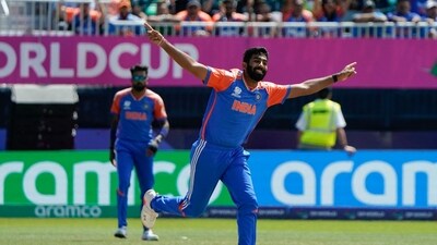 India's Jasprit Bumrah celebrates after taking a wicket during the ICC men's Twenty20 World Cup 2024 group A cricket match between India and Pakistan at Nassau County International Cricket Stadium in East Meadow, New York (AFP) India's Jasprit Bumrah celebrates after taking a wicket during the ICC men's Twenty20 World Cup 2024 group A cricket match between India and Pakistan at Nassau County International Cricket Stadium in East Meadow, New York (AFP)