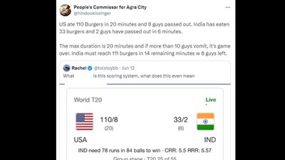 The woman asked about how the scoring system works in cricket. The woman asked about how the scoring system works in cricket.