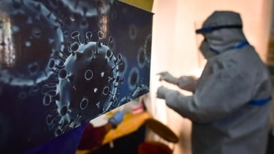An illustration of the novel coronavirus at a Covid-19 testing centre in New Delhi. (Sanchit Khanna / HT Photo) An illustration of the novel coronavirus at a Covid-19 testing centre in New Delhi. (Sanchit Khanna / HT Photo)