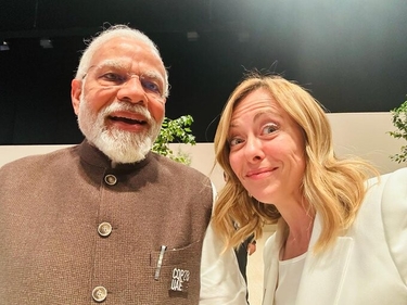 An older selfie featuring Prime Minister Narendra Modi and Italian Prime Minister Girogia Meloni