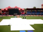 Pitch remains covered as it rains on and off prior to the start of the Group A match between India and Canada in the ICC Mens T20 World Cup 2024, at Central Broward Park & Broward County Stadium in Florida on Saturday Pitch remains covered as it rains on and off prior to the start of the Group A match between India and Canada in the ICC Mens T20 World Cup 2024, at Central Broward Park & Broward County Stadium in Florida on Saturday