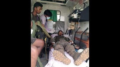 A security official who suffered injuries during an encounter with Maoists being treated, on Saturday. (PTI) A security official who suffered injuries during an encounter with Maoists being treated, on Saturday. (PTI)