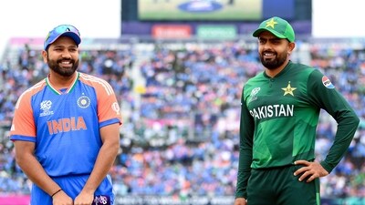 India's captain Rohit Sharma and Pakistan's captain Babar Azam at the toss for their Group A match in the ICC T20 World Cup 2024 (Pakistan Cricket - X) India's captain Rohit Sharma and Pakistan's captain Babar Azam at the toss for their Group A match in the ICC T20 World Cup 2024 (Pakistan Cricket - X)