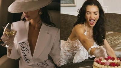 Amy Jackson is celebrating her bachelorette with friends in France.