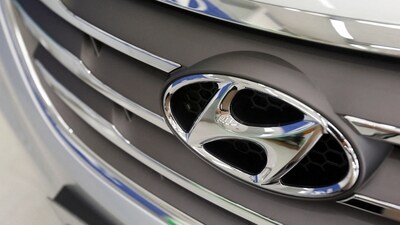 The logo of Hyundai Motor is seen on a car displayed at a Hyundai dealership in Seoul (Reuters)