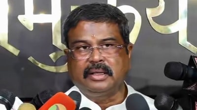 Union education minister Dharmendra Pradhan speaks to the media over the NEET issue in New Delhi on June 13, 2024. (PTI)