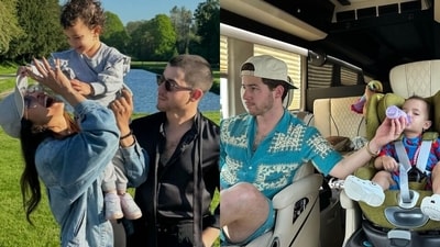 Priyanka Chopra and Nick Jonas with their daughter Malti Marie.